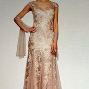 Alex Evenings Embellished Lace Embroidered Gown
